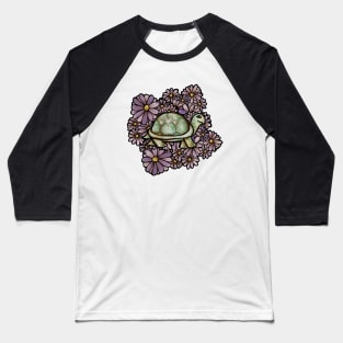 Floral Turtle Art Baseball T-Shirt